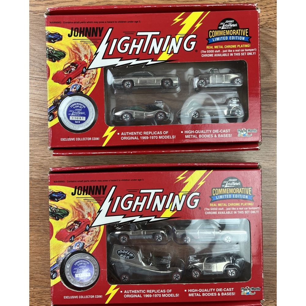 Vintage 1994 Johnny Lightning Commemorative Limited‎ Edition CHROME Sets A & B